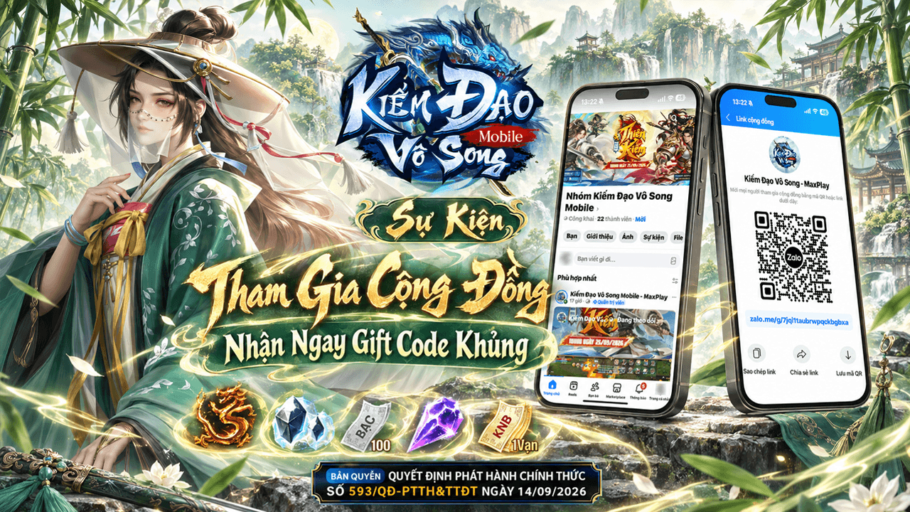 THAM GIA CỘNG ĐỒNG KIẾM ĐẠO VÔ SONG MOBILE - NHẬN GIFTCODE